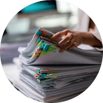 office worker selecting a document