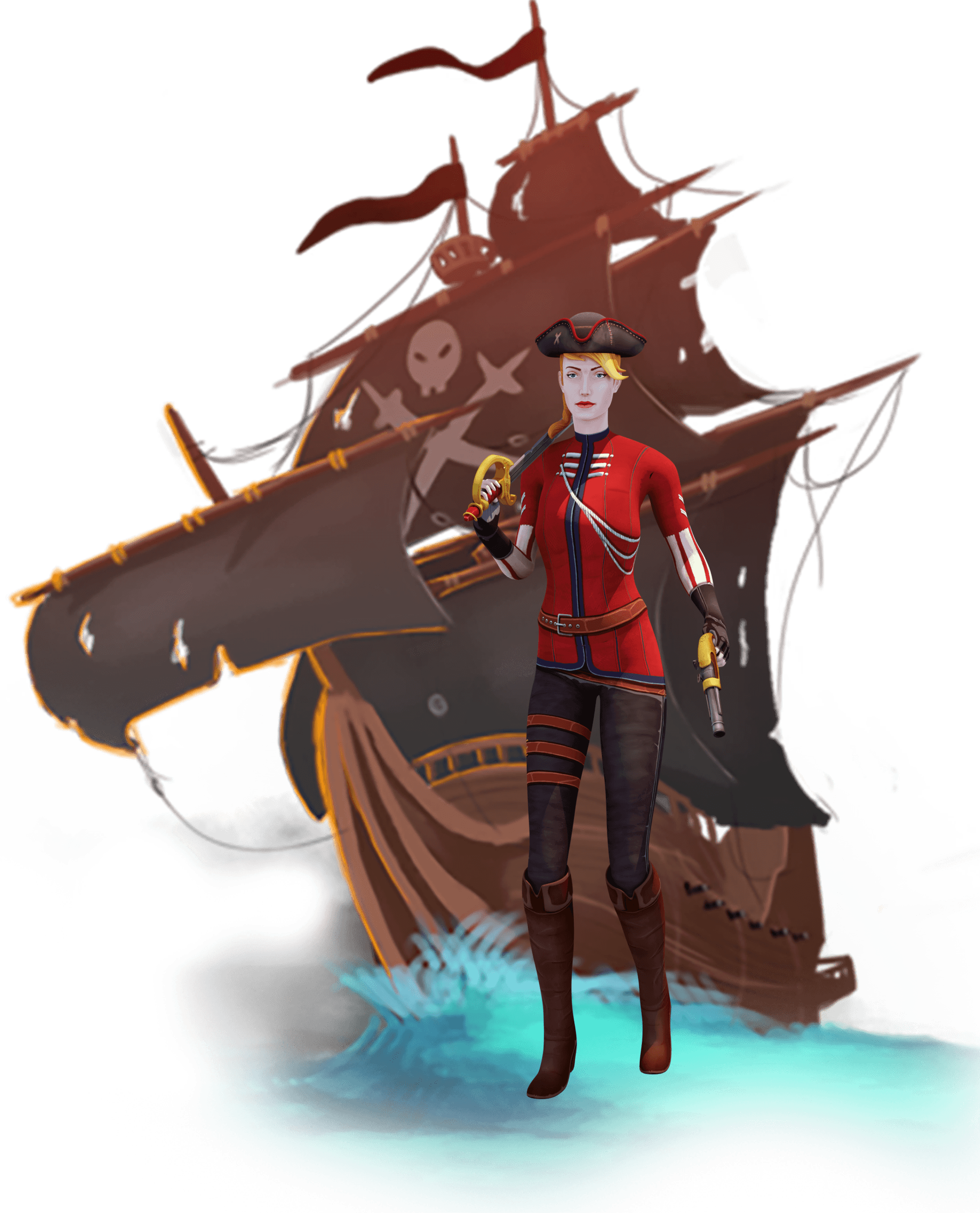 Pirate ship and pirate character
