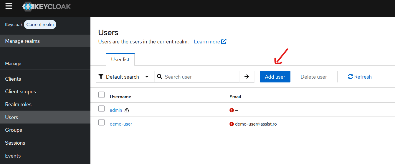 ASSIST Software Keycloak create new user