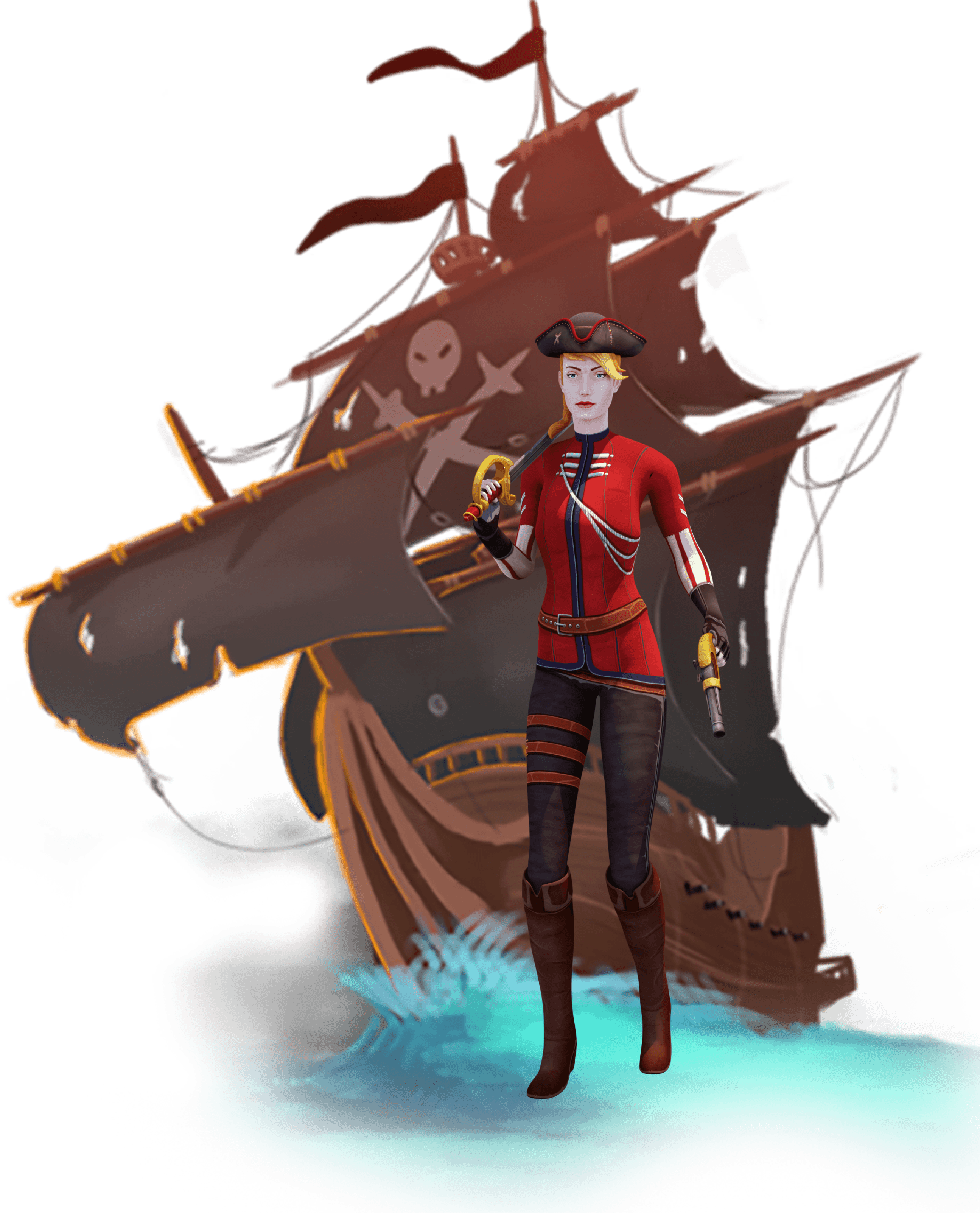 Pirate ship and pirate character